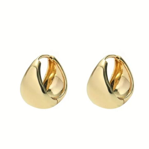 Gold or Silver Plated Needle Stud Earrings Wide Edge Drop style - Picture 10 of 12
